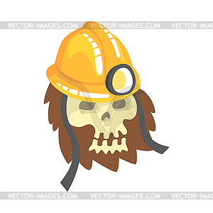 Череп человека, носящий горный шлем, лежащий в земле - клипарт в векторе / векторное изображение