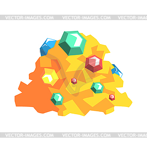Pile of gold and precious stones, mining industry - color vector clipart