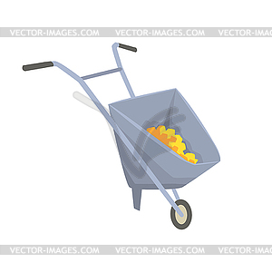 Trolley with gold ore, mining industry concept - vector clip art