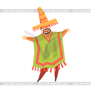 Mexican man singer character cartoon - vector clipart