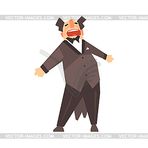 Male opera singer character cartoon - vector image