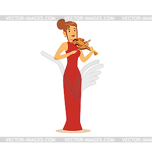 Elegantly dressed female musician playing violin, - vector image