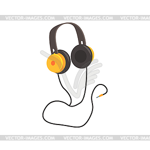 Yellow headphones, cartoon - vector clipart