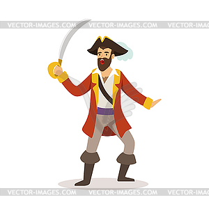 Brave pirate sailor character with sabre - vector clipart