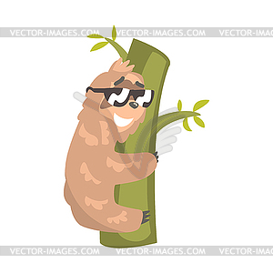 Cute cartoon sloth character wearing sunglasses - vector clipart