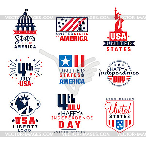 United states of America logo templates set, 4th - vector clipart