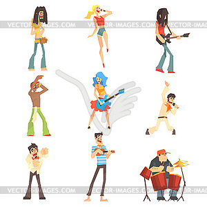 Musicians And Singers Of Different Music Styles - vector image