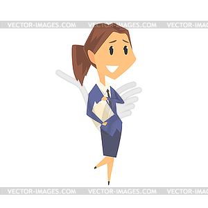 Smiling businesswoman character in formal wear - vector image