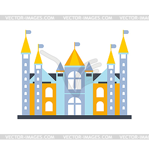 Красочный сказочный королевский замок или здание дворца - векторное изображение клипарта