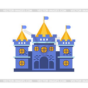 Blue fairytale royal castle or palace building - vector image