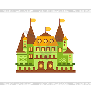 Зеленый сказочный королевский замок или здание дворца - клипарт в векторе / векторное изображение