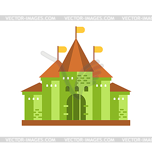 Green fairytale royal castle or palace building wit - vector clipart / vector image