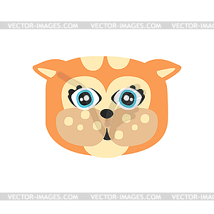 Cute red kitten head, funny cartoon cat character, - vector clip art