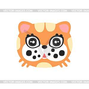 Cute red cat head, funny cartoon animal character, - vector clipart