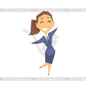 Happy smiling businesswoman character in formal - royalty-free vector clipart