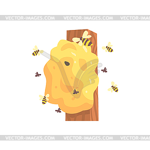 Beehive, hornets or wasp nest cartoon - vector image