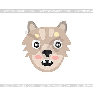 Cute grey dog head, funny cartoon animal - royalty-free vector image