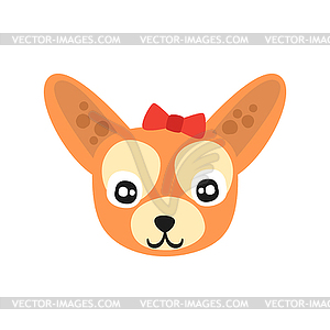 Cute chihuahua dog head, funny cartoon animal - vector clip art