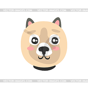 Cute dog face, funny cartoon animal character, - vector image