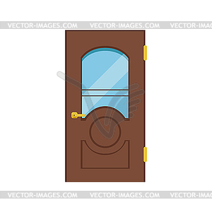 Classic wooden door with glass, closed elegant door - vector clip art