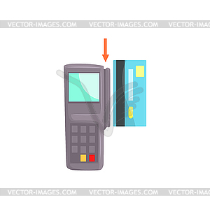 POS terminal and credit card, online banking, - vector image