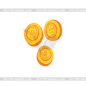 Gold coin with dollar sign cartoon - stock vector clipart