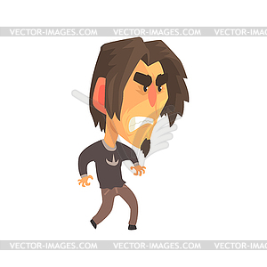 Stressed young angry man with aggressive facial - vector clipart