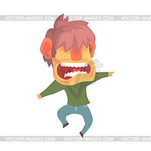 Молодой сердитый кричащий человек, отчаяние агрессивный человек - изображение в векторном виде