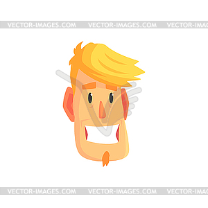 Young blond smiling man face avatar, positive male - vector clipart