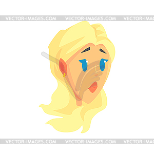 Face of young beautiful blonde woman, positive - vector EPS clipart