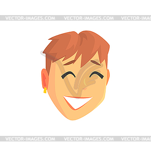 Face of young beautiful smiling woman with short - vector clipart