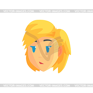 Face of young beautiful woman, positive female - vector image