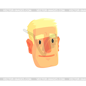 Young blond man face avatar, positive male characte - vector clip art