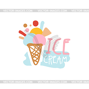 Ice cream logo template, badge for restaurant, - vector clipart