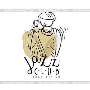 Дизайн логотипа джаз-клуба, винтажная музыкальная этикетка, - изображение в векторе