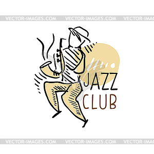 Jazz club logo, vintage music label with - vector EPS clipart