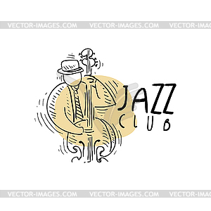 Jazz club logo, vintage music label with saxophonis - vector image