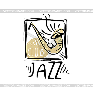 Jazz logo design, vintage music label, element for - vector image