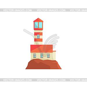 Red lighthouse, searchlight tower for maritime - vector image