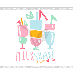 Milk shake logo template original design, element - vector image