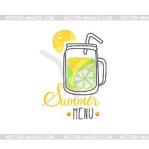 Summer menu logo, badge for vegetarian restaurant, - vector image