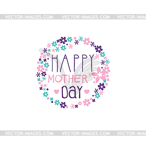 Happy Mothers Day logo template, label with florwer - vector clipart