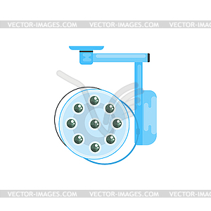 Surgical lamp in operation room, medical equipment - vector image