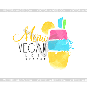 Summer menu logo design, badge for vegetarian - vector clipart