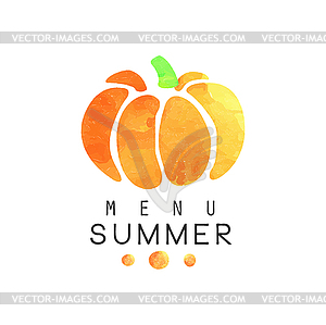 Summer menu logo, badge for vegetarian restaurant - color vector clipart