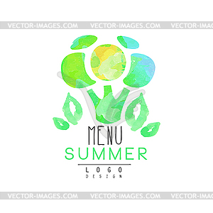 Summer menu logo design, element for healthy food - vector clip art