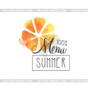 Summer menu 100 percent logo, element for healthy - vector image