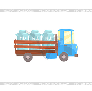 Retro milk farmer truck, delivery and transportatio - vector image