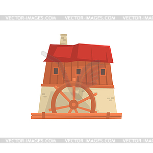 Ancient windmill, medieval building cartoon - color vector clipart