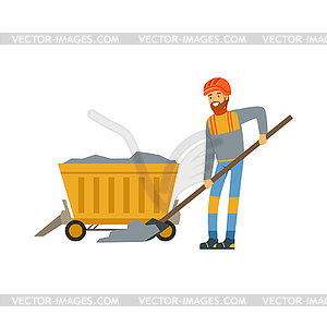 Male miner in uniform working in mine with - vector clipart